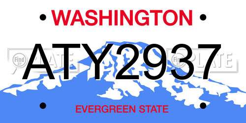 ATY2937 Washington License Plate