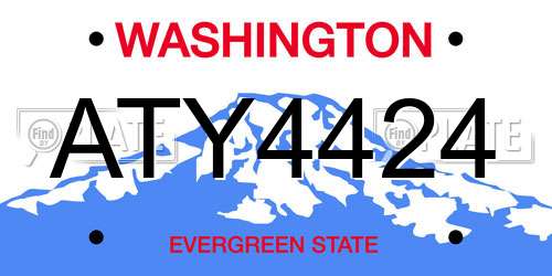 ATY4424 Washington License Plate