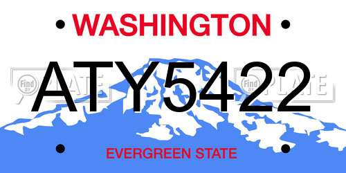 ATY5422 Washington License Plate