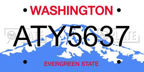 ATY5637 Washington License Plate
