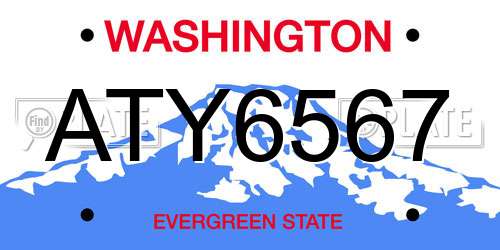 ATY6567 Washington License Plate