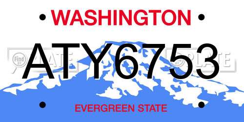 ATY6753 Washington License Plate