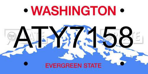 ATY7158 Washington License Plate