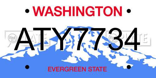 ATY7734 Washington License Plate