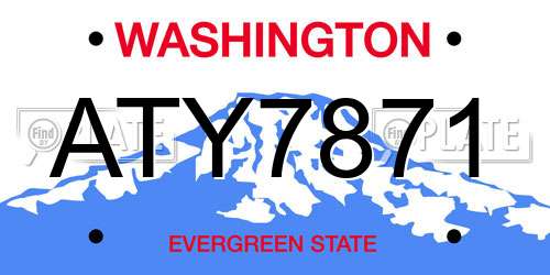 ATY7871 Washington License Plate