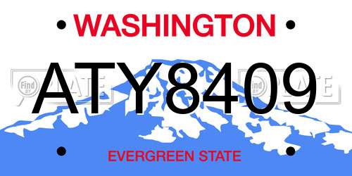 ATY8409 Washington License Plate
