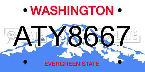 ATY8667 Washington License Plate
