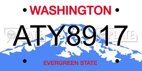 ATY8917 Washington License Plate