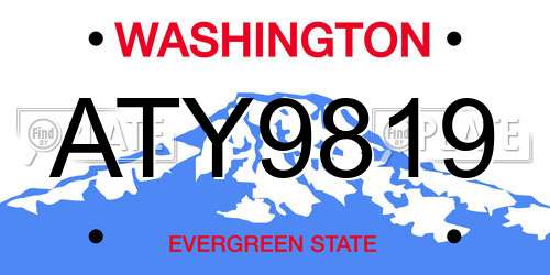 ATY9819 Washington License Plate