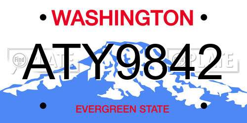 ATY9842 Washington License Plate