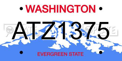 ATZ1375 Washington License Plate