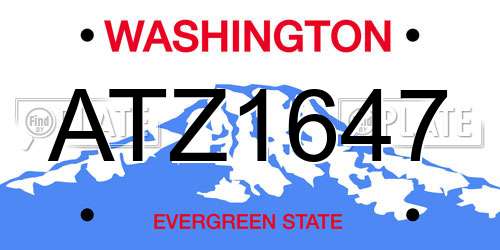 ATZ1647 Washington License Plate