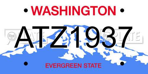 ATZ1937 Washington License Plate