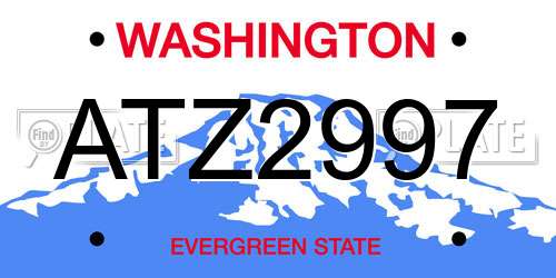 ATZ2997 Washington License Plate