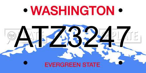 ATZ3247 Washington License Plate