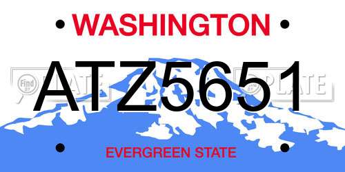 ATZ5651 Washington License Plate