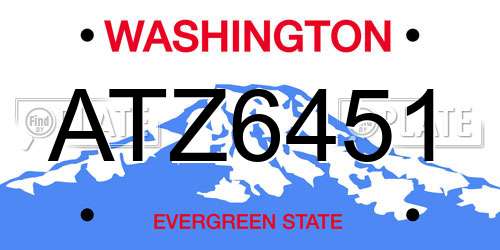 ATZ6451 Washington License Plate