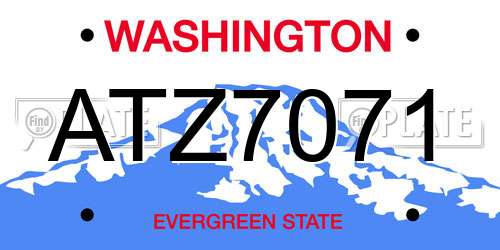 ATZ7071 Washington License Plate