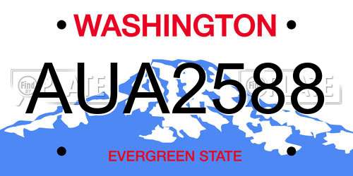 AUA2588 Washington License Plate