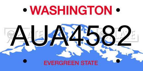 AUA4582 Washington License Plate