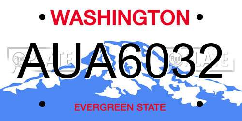 AUA6032 Washington License Plate