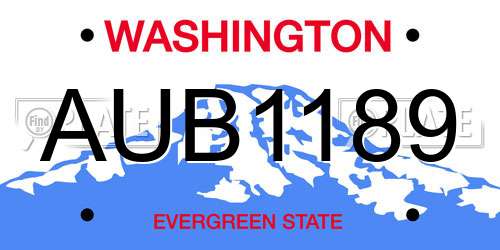 AUB1189 Washington License Plate