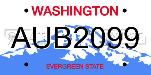 AUB2099 Washington License Plate