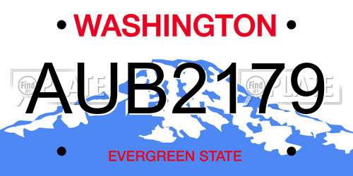 AUB2179 Washington License Plate