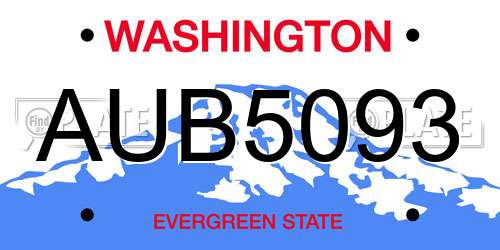 AUB5093 Washington License Plate