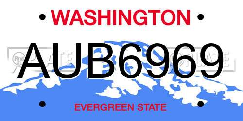 AUB6969 Washington License Plate