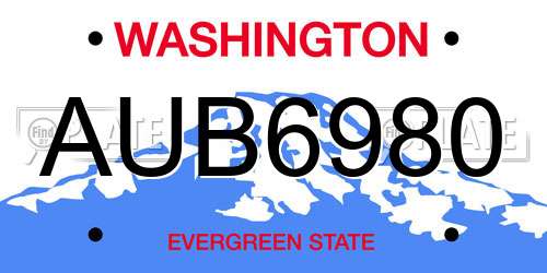 AUB6980 Washington License Plate