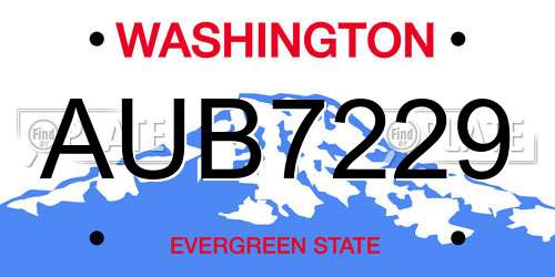 AUB7229 Washington License Plate