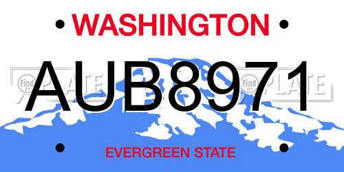 AUB8971 Washington License Plate