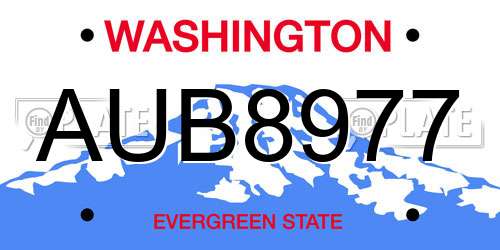 AUB8977 Washington License Plate