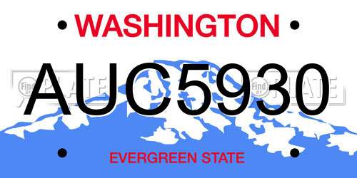 AUC5930 Washington License Plate