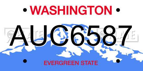 AUC6587 Washington License Plate