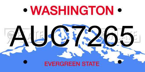 AUC7265 Washington License Plate