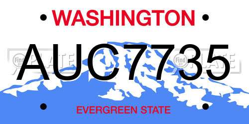 AUC7735 Washington License Plate
