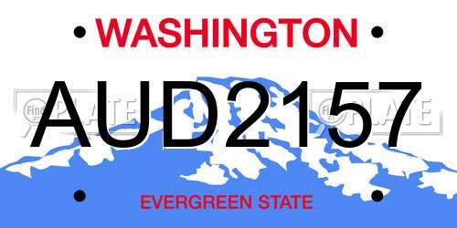 AUD2157 Washington License Plate