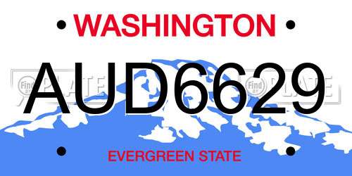 AUD6629 Washington License Plate
