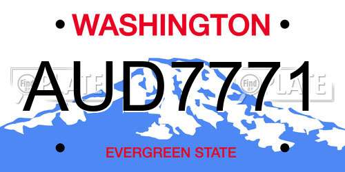 AUD7771 Washington License Plate