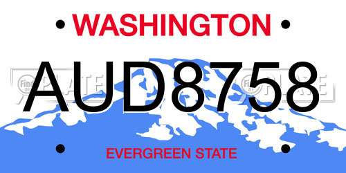 AUD8758 Washington License Plate