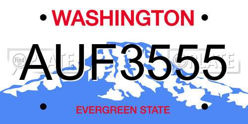 AUF3555 Washington License Plate