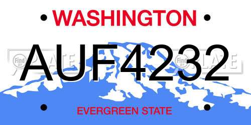 AUF4232 Washington License Plate