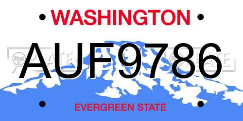 AUF9786 Washington License Plate