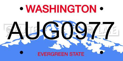 AUG0977 Washington License Plate