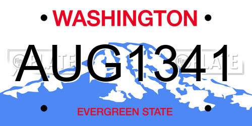 AUG1341 Washington License Plate