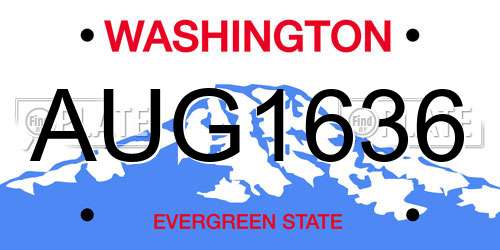 AUG1636 Washington License Plate