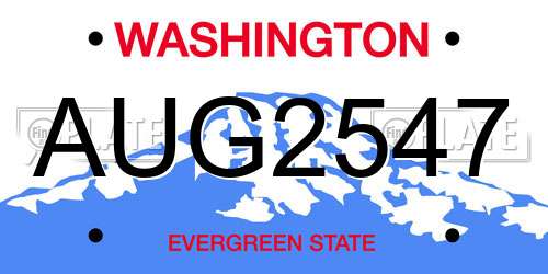AUG2547 Washington License Plate