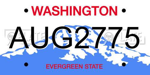 AUG2775 Washington License Plate